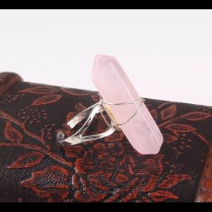 Rose quartz adjustable ring